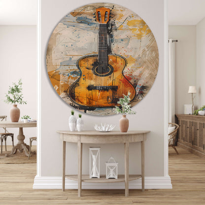 Kleurrijk Abstract gitaar  forex muurcirkel