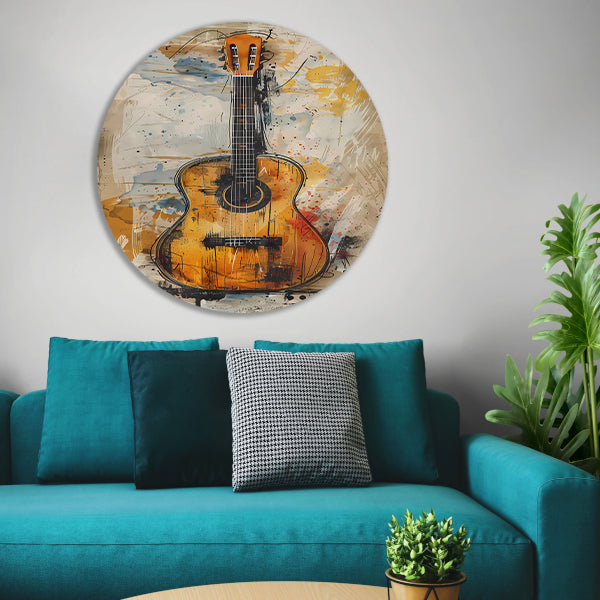 Kleurrijk Abstract gitaar  forex muurcirkel