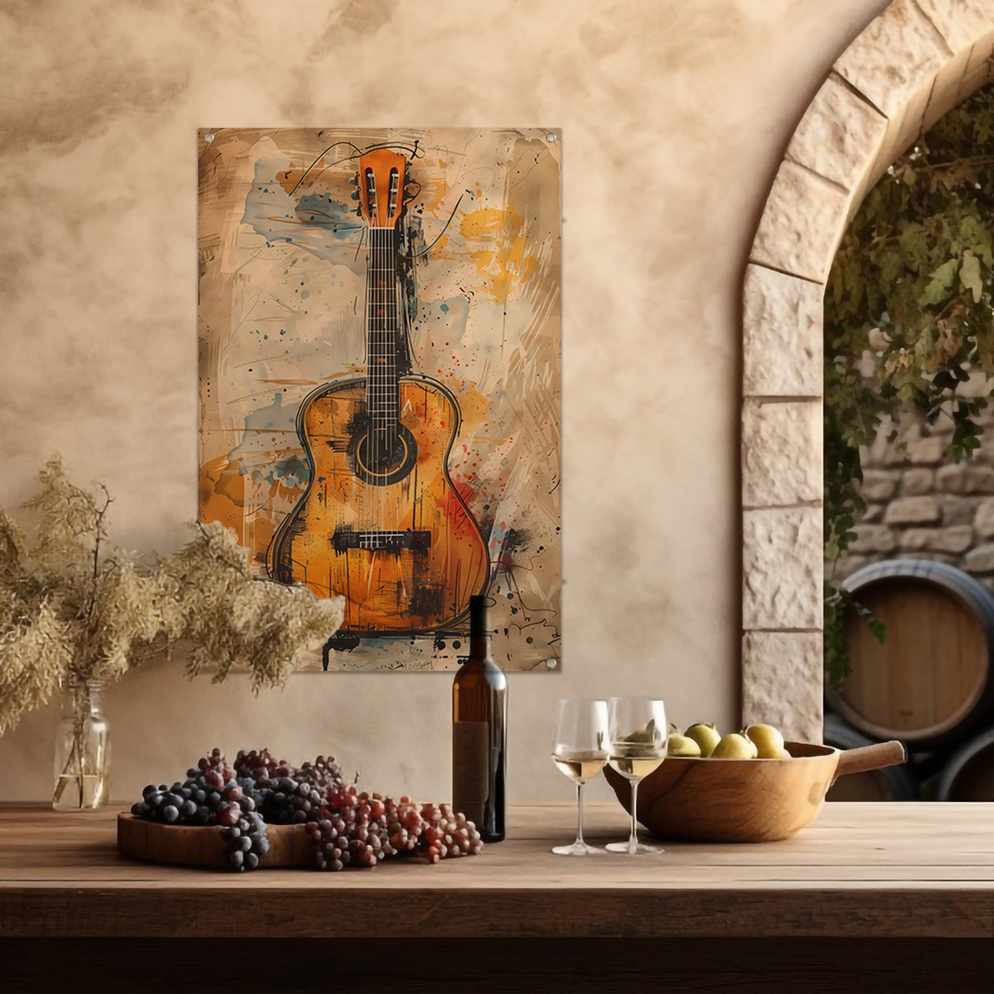 Kleurrijk Abstract gitaar  tuinposter