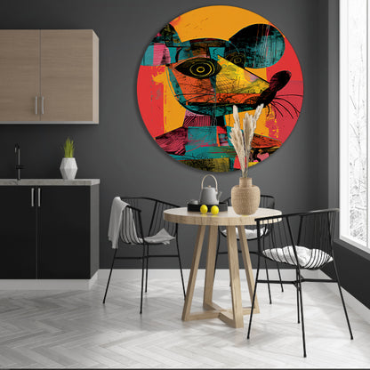 Kleurrijk Pop-Art Muis Portret aluminium muurcirkel