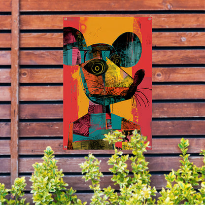 Kleurrijk Pop-Art Muis Portret tuinposter