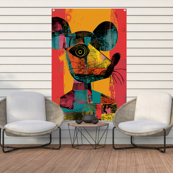 Kleurrijk Pop-Art Muis Portret tuinposter