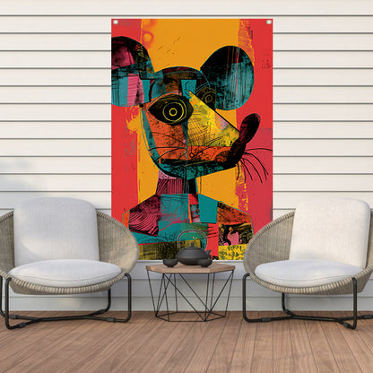 Kleurrijk Pop-Art Muis Portret tuinposter