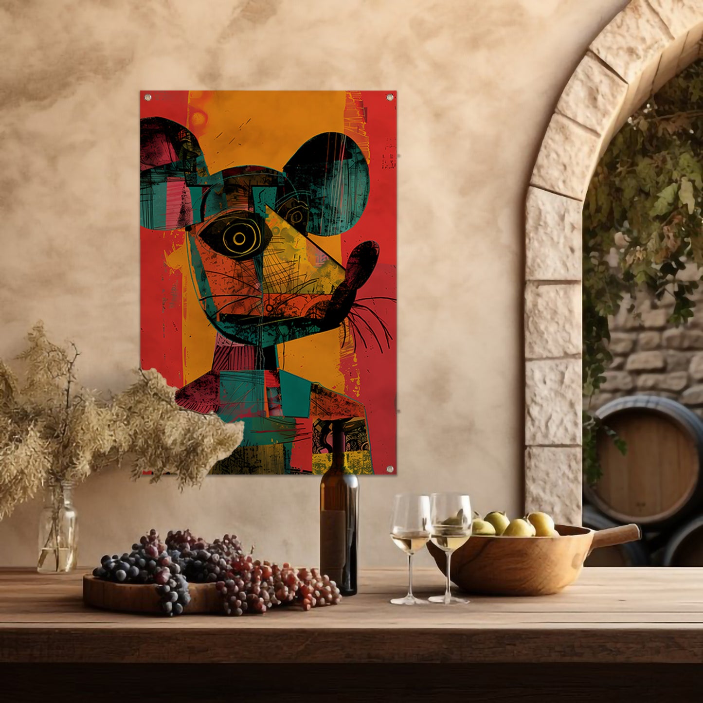 Kleurrijk Pop-Art Muis Portret tuinposter