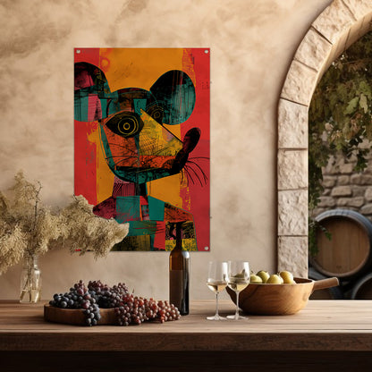 Kleurrijk Pop-Art Muis Portret tuinposter