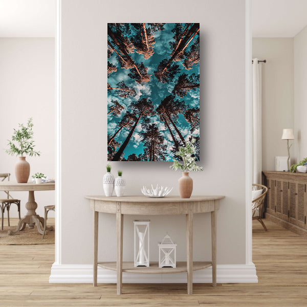 Hyperrealistische foto van bomen en lucht canvas