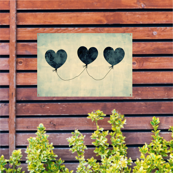 Zwevende minimalistische hartjes tuinposter