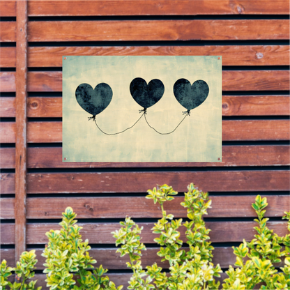 Zwevende minimalistische hartjes tuinposter