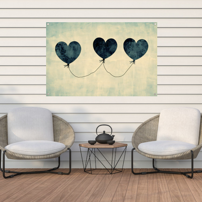 Zwevende minimalistische hartjes tuinposter