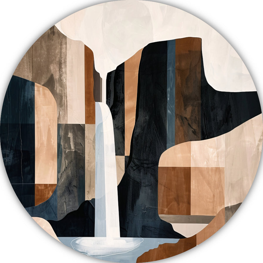 Abstracte Sepia Waterval Geometrisch Design forex muurcirkel