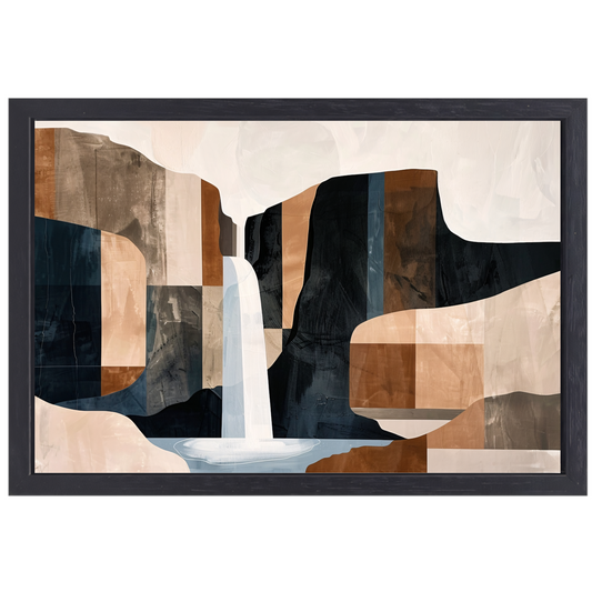 Abstracte Sepia Waterval Geometrisch Design canvas met baklijst