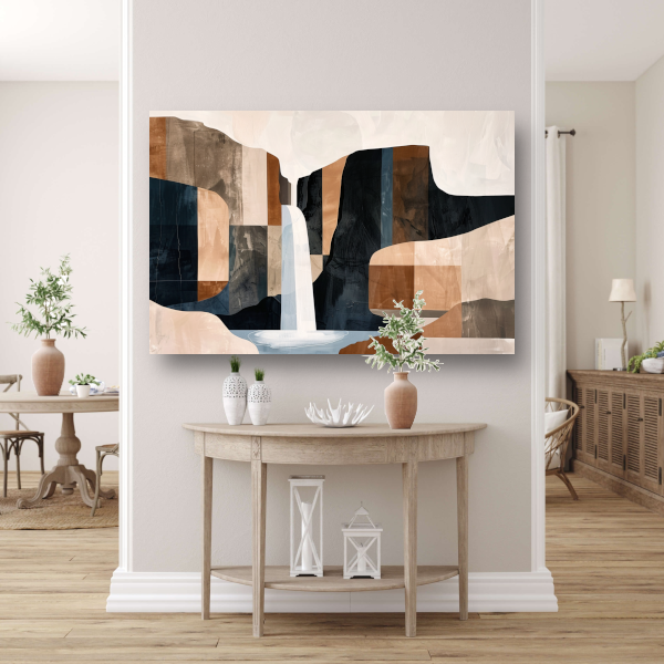 Abstracte Sepia Waterval Geometrisch Design canvas