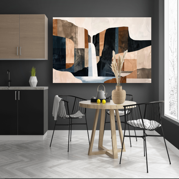 Abstracte Sepia Waterval Geometrisch Design canvas
