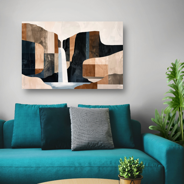 Abstracte Sepia Waterval Geometrisch Design canvas