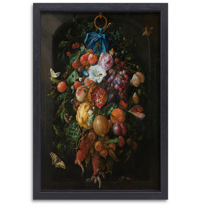 Festoen van vruchten en bloemen - Jan Davidsz. de Heem canvas met baklijst