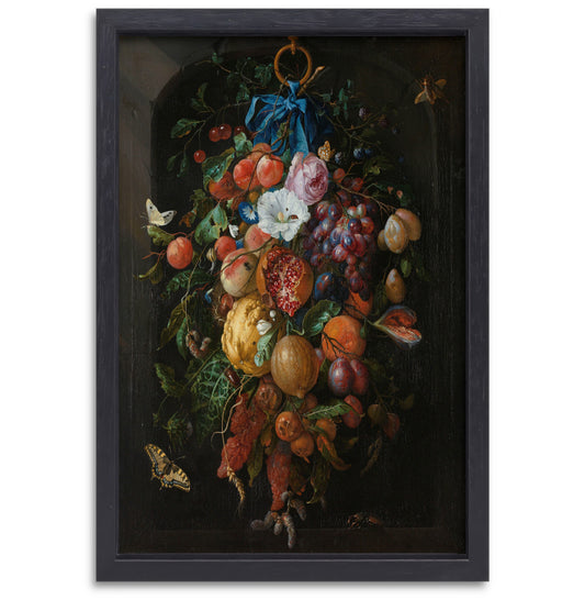 Festoen van vruchten en bloemen - Jan Davidsz. de Heem canvas met baklijst