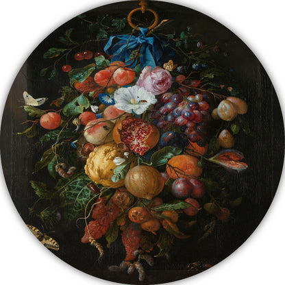 Festoen van vruchten en bloemen - Jan Davidsz. de Heem aluminium muurcirkel