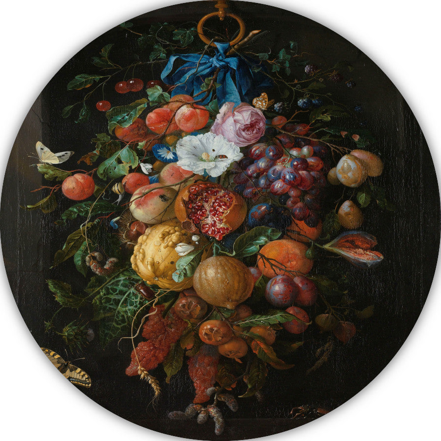 Festoen van vruchten en bloemen - Jan Davidsz. de Heem aluminium muurcirkel
