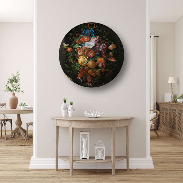 Festoen van vruchten en bloemen - Jan Davidsz. de Heem aluminium muurcirkel