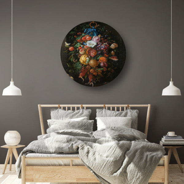 Festoen van vruchten en bloemen - Jan Davidsz. de Heem aluminium muurcirkel