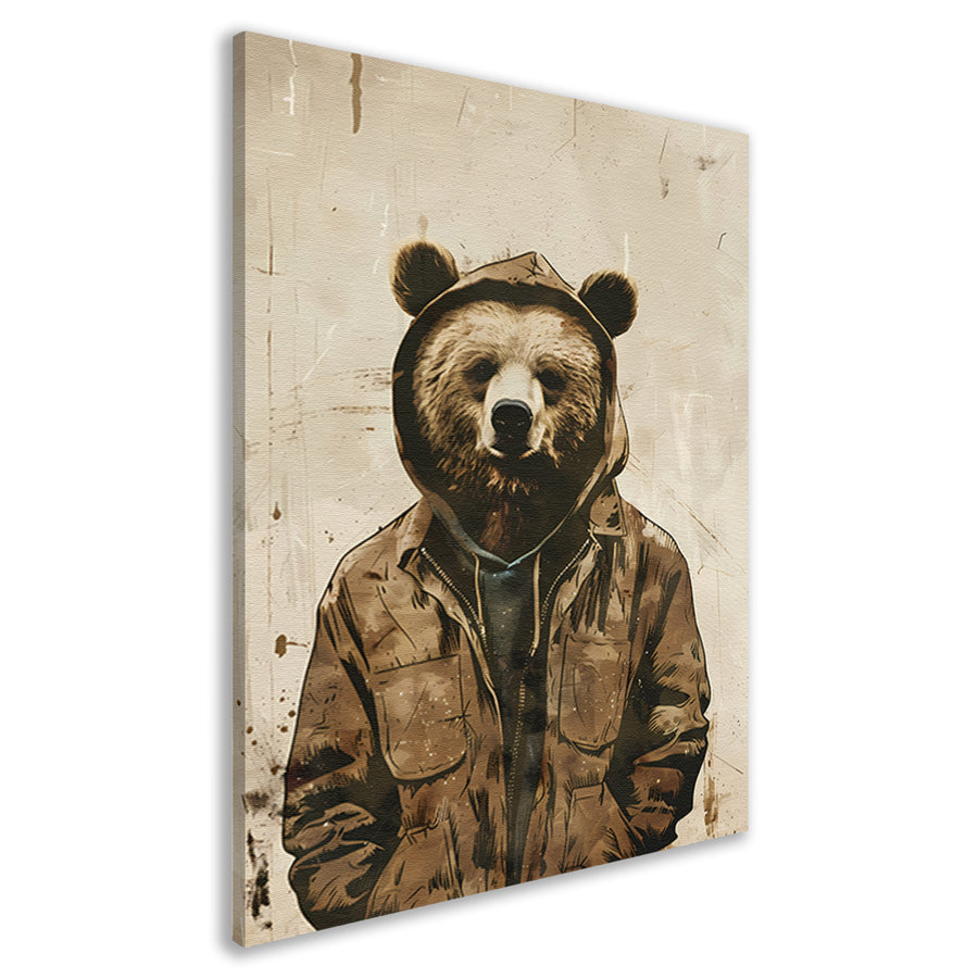 Beer met Hoodie en Jas in Sepia canvas