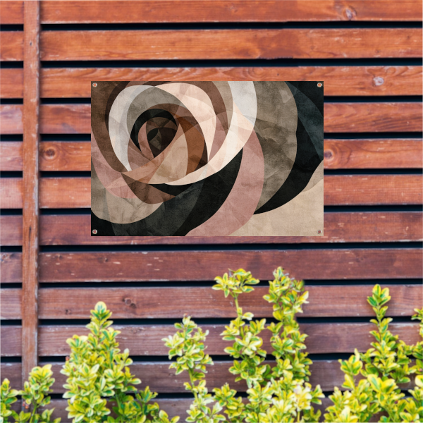 Sepia tinten en abstracte vormen kunst tuinposter