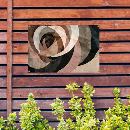 Sepia tinten en abstracte vormen kunst tuinposter