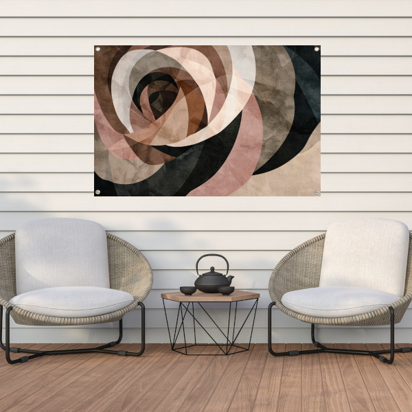 Sepia tinten en abstracte vormen kunst tuinposter