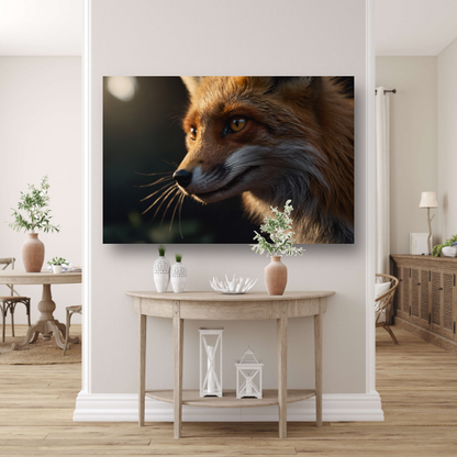Close-up van een vos in gouden licht canvas met baklijst