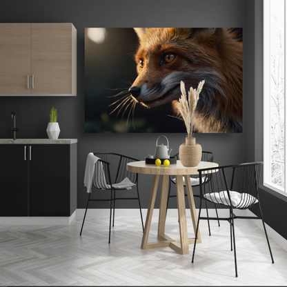Close-up van een vos in gouden licht canvas met baklijst