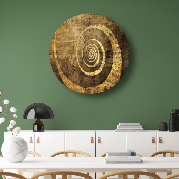 Minimalistische Houten Spiraal aluminium muurcirkel