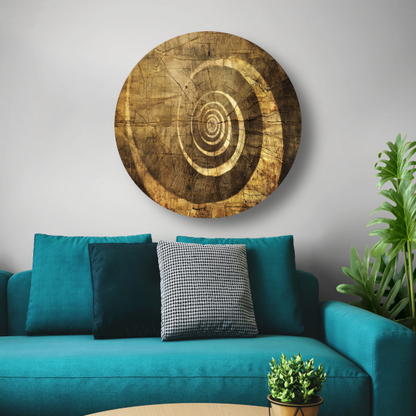 Minimalistische Houten Spiraal aluminium muurcirkel