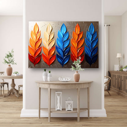 Abstracte gekleurde bladeren op neutrale achtergrond poster