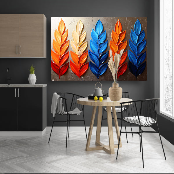 Abstracte gekleurde bladeren op neutrale achtergrond poster