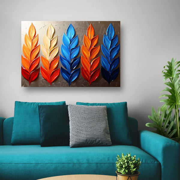 Abstracte gekleurde bladeren op neutrale achtergrond poster