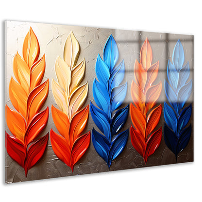 Abstracte gekleurde bladeren op neutrale achtergrond acrylglas