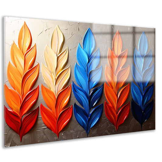 Abstracte gekleurde bladeren op neutrale achtergrond acrylglas
