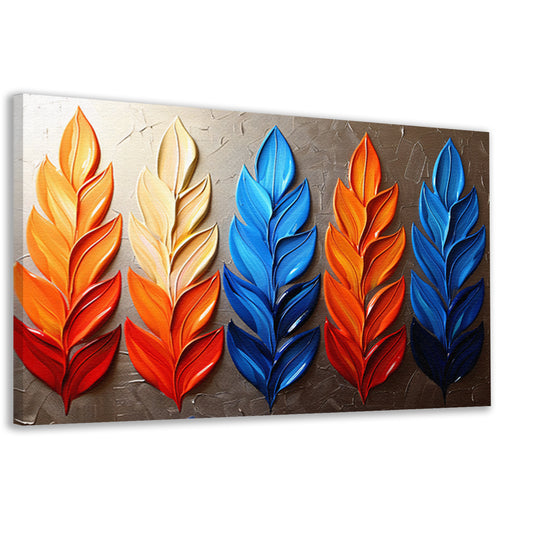 Abstracte gekleurde bladeren op neutrale achtergrond canvas
