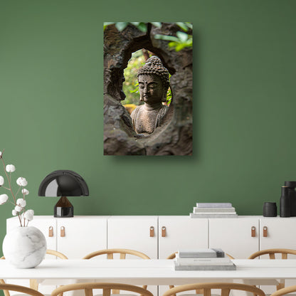 Stenen omlijsting van een Boeddhabeeld canvas