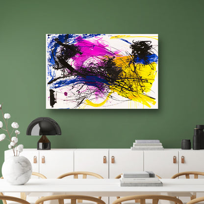 Levendig abstract schilderij met dynamische kleuren poster