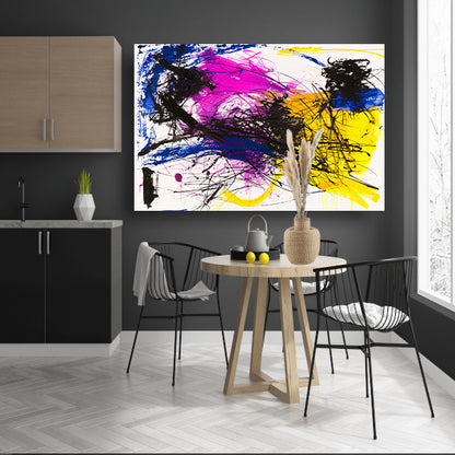 Levendig abstract schilderij met dynamische kleuren poster