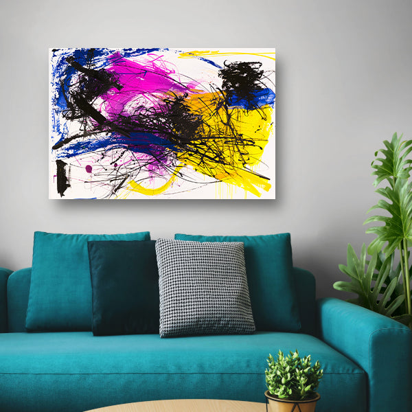 Levendig abstract schilderij met dynamische kleuren poster