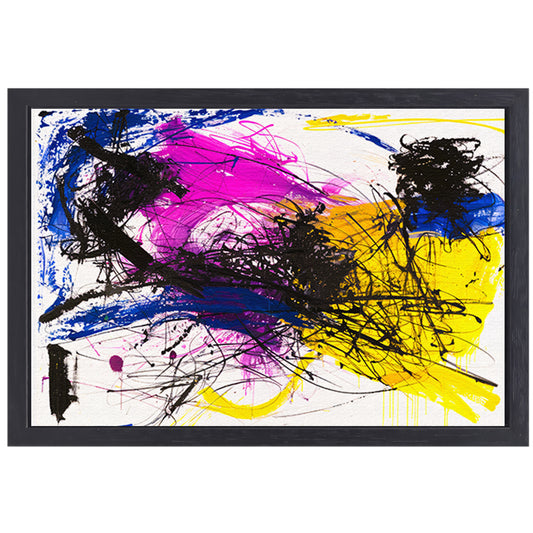 Levendig abstract schilderij met dynamische kleuren canvas met baklijst