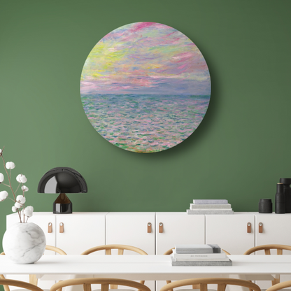 Zonsondergang op zee, bij Pourville - Claude Monet aluminium muurcirkel