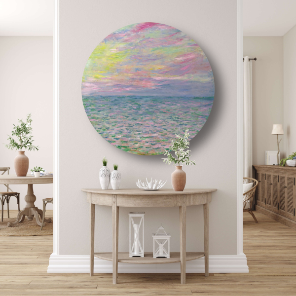 Zonsondergang op zee, bij Pourville - Claude Monet aluminium muurcirkel