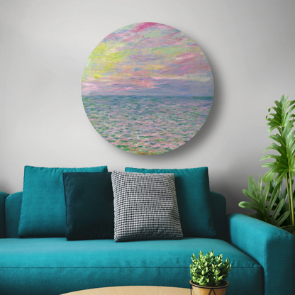 Zonsondergang op zee, bij Pourville - Claude Monet aluminium muurcirkel