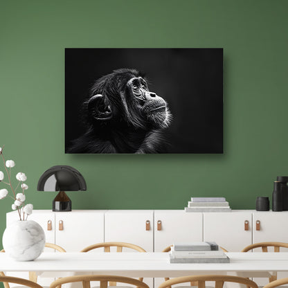 Portret van een peinzende aap in zwart-wit acrylglas
