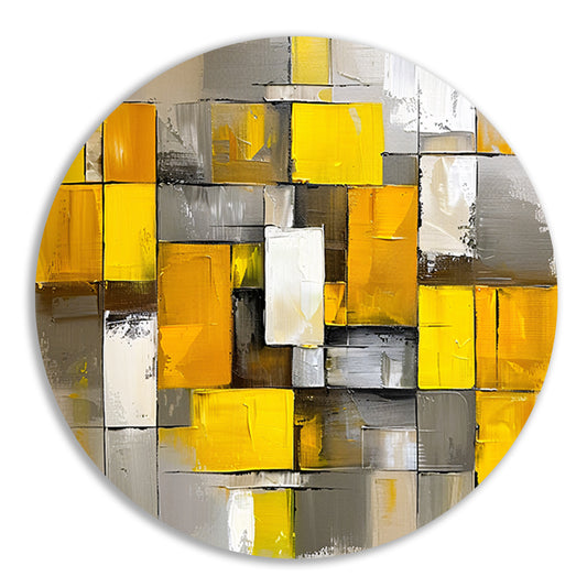 Abstracte kleurrijke rechthoeken in moderne stijl aluminium muurcirkel