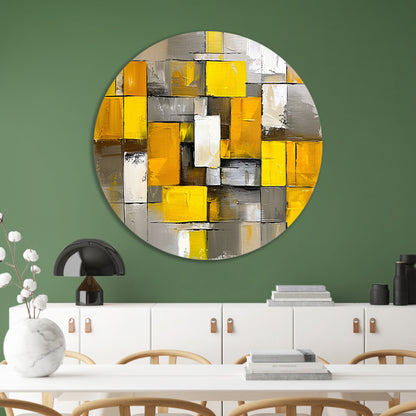 Abstracte kleurrijke rechthoeken in moderne stijl aluminium muurcirkel