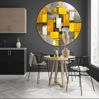 Abstracte kleurrijke rechthoeken in moderne stijl aluminium muurcirkel